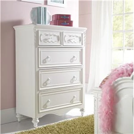 5 Drawer Chest with Decorative Raised Panels